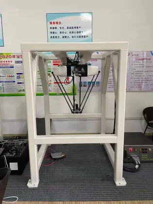 Automatic Moving Products with Packing Line and Parallel Robot Arms