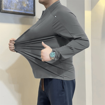 Mens 1/4 Zip Solid Color Long Sleeve Athletic Shirt