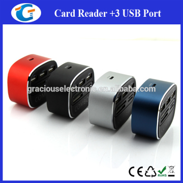 mini metal casing usb hub card reader combo