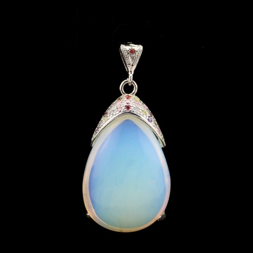 Natural teardrop quartz crystal stone inlaid with colorful Zircon Pendant water drop therapy chakra jewelry