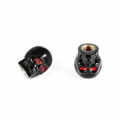 JDMotorsport88 Black Racing Skull Wheel Valve Cap Dust Cover