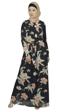 Schwarz Stilvolles und elegantes bedrucktes Kleid