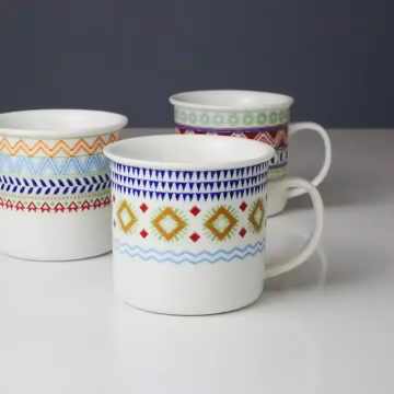 Customizable Enamel Mug with Logo - 400ml Classic Porcelain Design