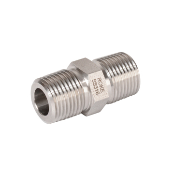 1/4 1/8 NPT BSP Compression Stainless Steel Hex Male Double Nipple Pipe Fitting