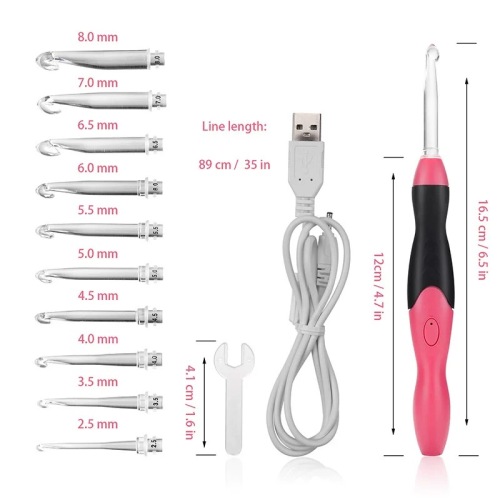 Rechargeable led light crochet hook set