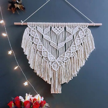 Estante flotante grande Boho de macramé tejido a mano para colgar en la pared