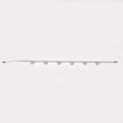 925 Sterling Silver Women Gift Zircon Butterfly Anklet