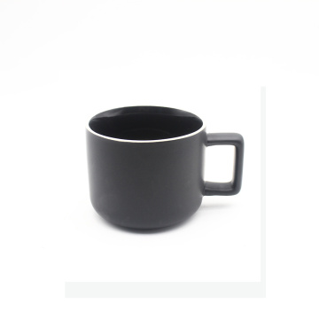 Taza de café de cerámica negra esmaltada personalizada