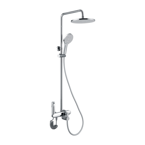 Exposed Shower Faucet Set Chrome Button Control Shower Fixtures Manufactory