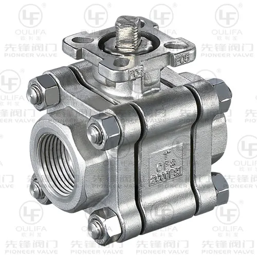 3PC Threaded Ball Valve Full Port ISO-Direct Mounting Pad (2000PSI/WOG)