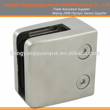 LARGE SQ CLAMP - 10 OR 12MM GLASS - FLAT BACK - SATIN [SATIN 316 STAINLESS]