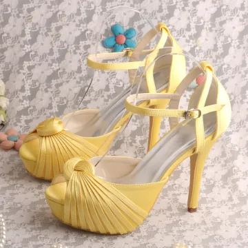 Wedopus Wedding Platform Prom Shoes Yellow