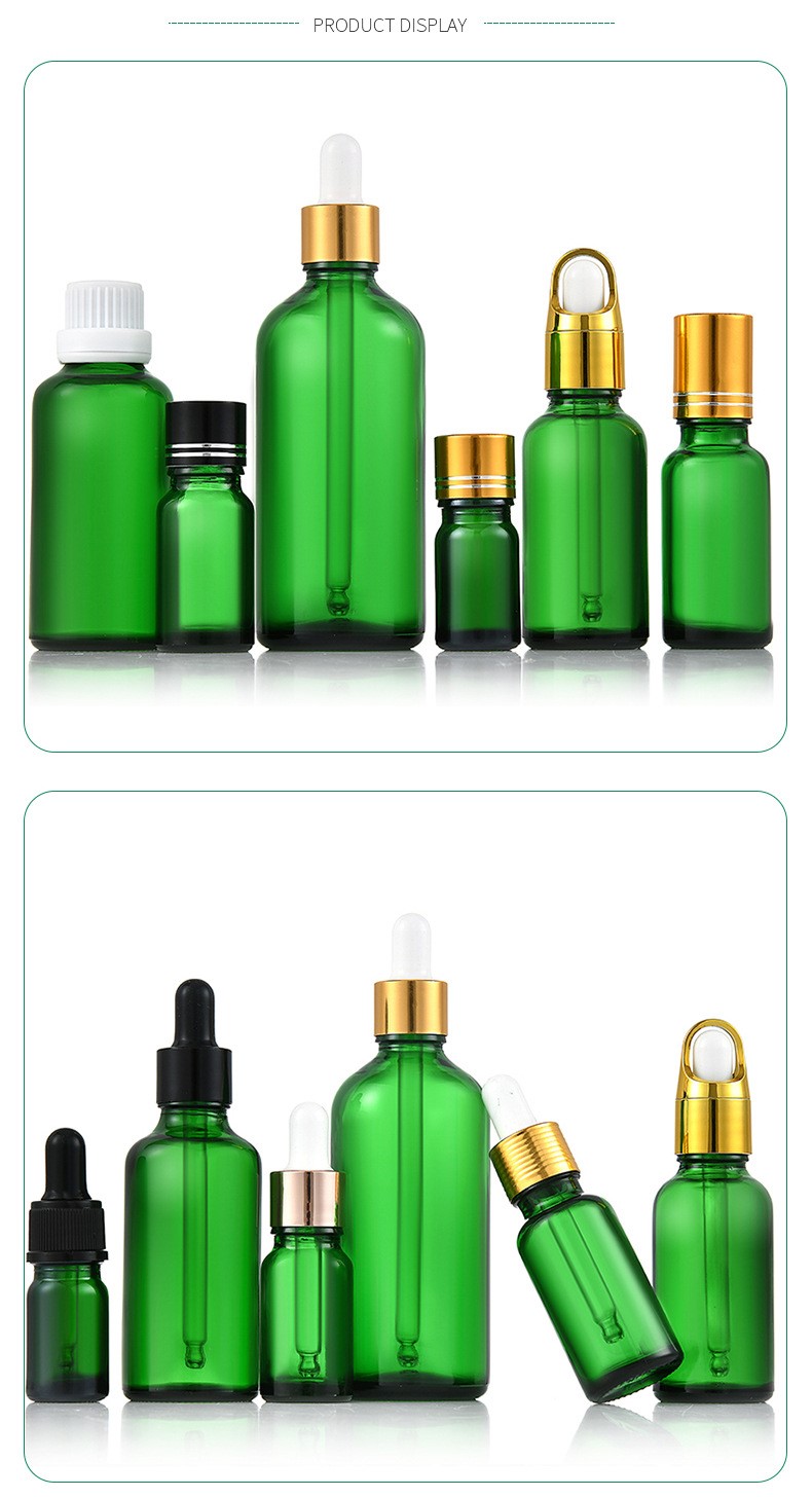 green glass dropper bottle