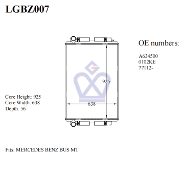 Mercedes truck / bus radiator, A634500, 0102KE, 77112, LGBZ007