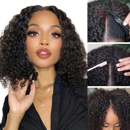 GS Wholesale V Part Curly Raw Burmese Glueless Brazilian Wig for Black Women
