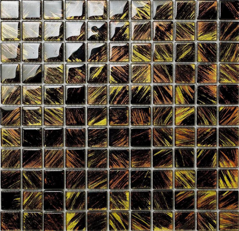 Black And Gold Painting Wall Paving Mosaic Tile
