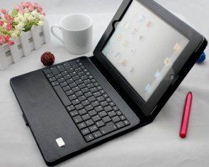 3.7v Adjustable Bluetooth Leather Ipad Keyboard Case Solar Charger For Ipad 1 / Ipad 2