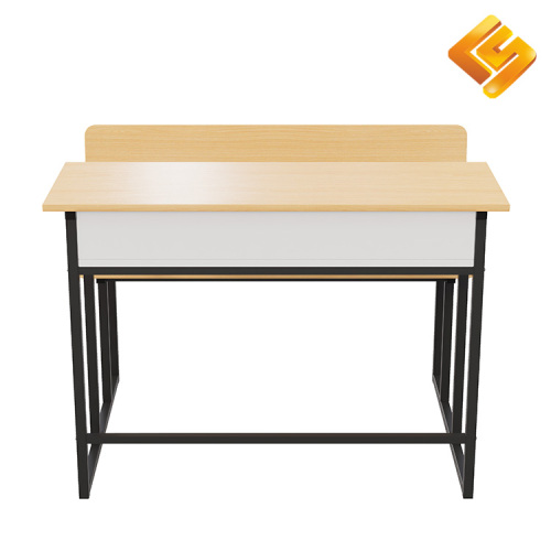 Birou pentru două persoane din lemn de oțel negru cu scaune