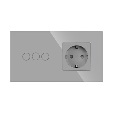 EU Standard Touch Switches: 1Gang, 2Gang, 3Gang Crystal Glass Panel Wall Switches - 157mm