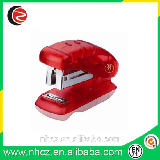 Transparent Red Plastic Mini Stapler for Promotion