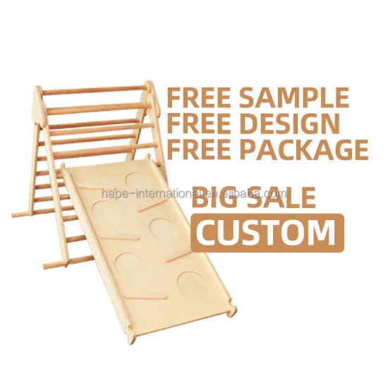 Montessori-Friendly Foldable Climbing Triangle with Ramp: A Fun and Educational Wooden Toy for Children