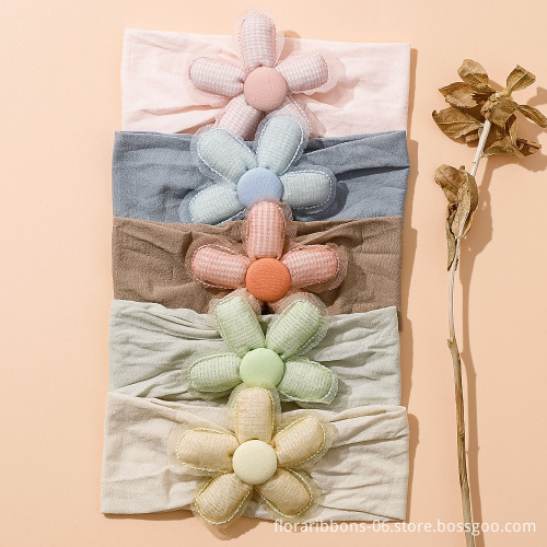 Cute Newborn Nylon Fontanel Headband: Elastic Flower Headband for Babies