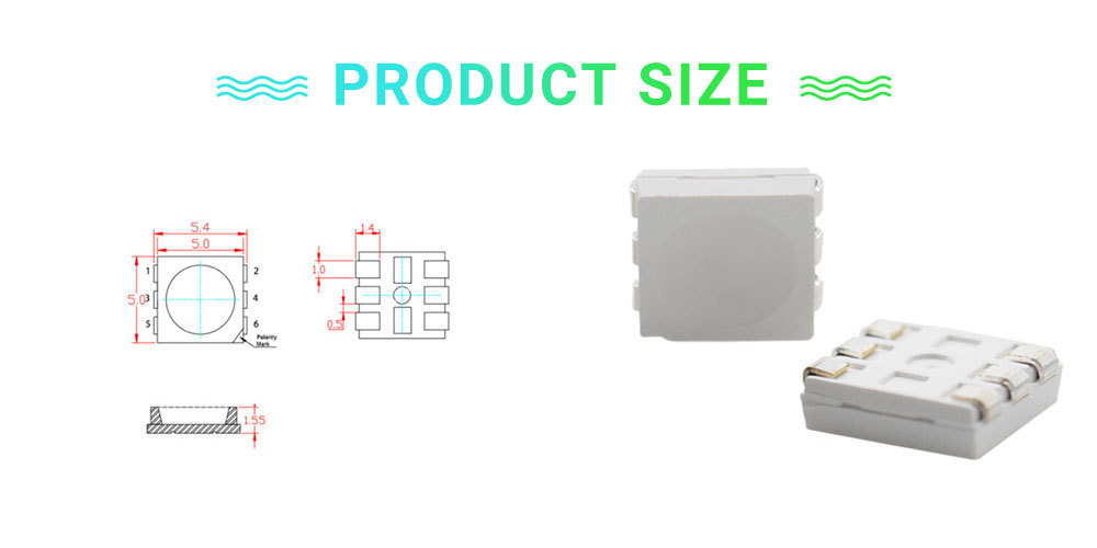 Size of Diffused RGB LED SMD 5050