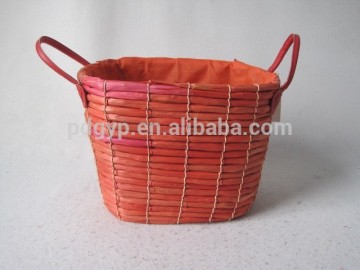 Natural Corn Husk Vegetables Storage Basket with Handle