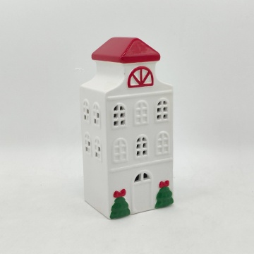 Casa de luz LED de cerâmica alta de Natal