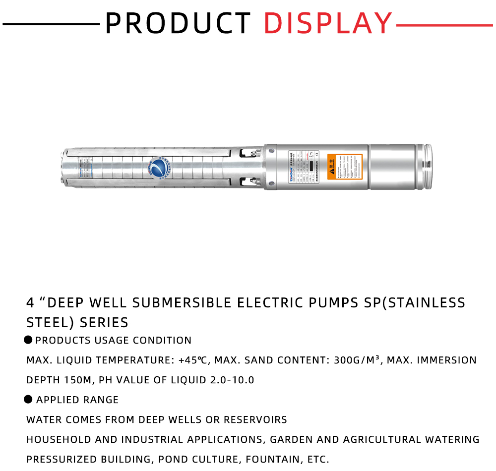 4“deep Well Submersible Electric Pumps SP(stainless Steel) Series X