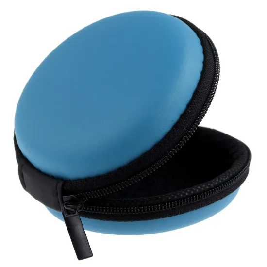 Custom logo round earphone eva small with zipper case