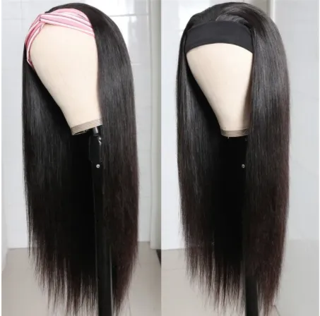 Straight Headband Wig Human Hair For Black Women Glueless Half Wig With Head Band Brazilian Straight Headband Human Hair Wigs
