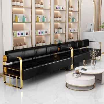 Gold Steel Frame Leather Hospital Waiting Room Chair