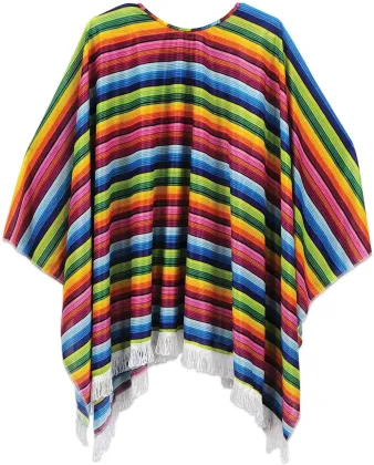 Man Adult Mexican Poncho Rainbow Poncho Costume