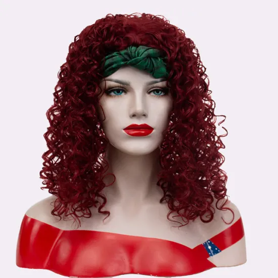 Headband wigs wholesale burgundy-red water wave fiber wine red synthetic hair headband wigs for women