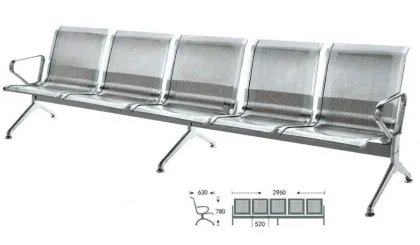 4-Seater Hospital Waiting Chairs & Stainless Steel Airport Link Chairs - Used Airport Seating