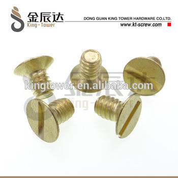 China Supplier Brass flat head Screws, Decorative Slotted Brass Machine M4 Screw