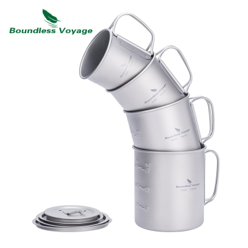 Boundless Voyage Titanium Cup - 200ml/300ml/450ml/600ml/750ml Ultralight Titanium Mug for Outdoor Camping