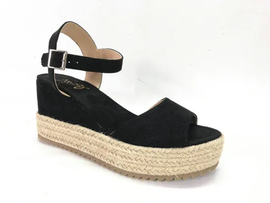 Womens Espadrille Platform Sandals With Microfiber Wedge