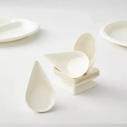 Green White Compostable Sugarcane Bagasse Taster Spoon