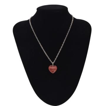 Cherry Quartz Heart Beads Pendant Women Necklace