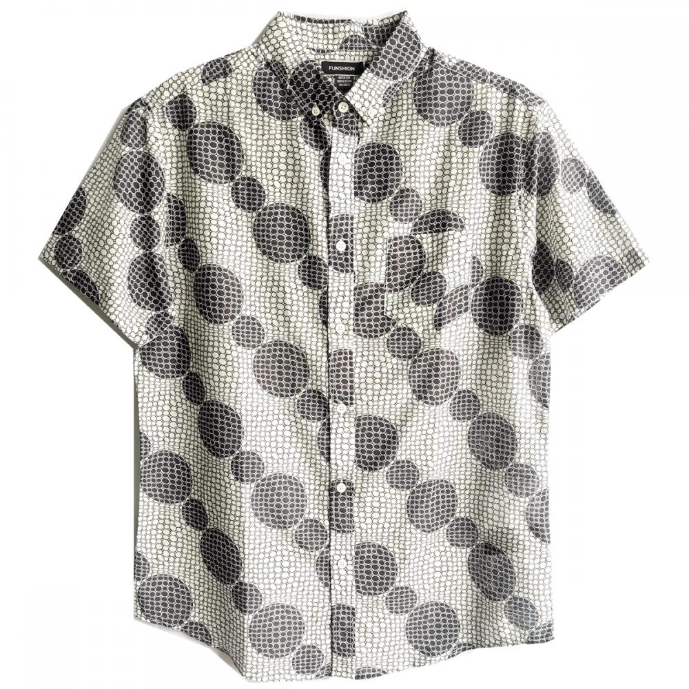 Men Casual Cotton Geometry print Short Sleeve Shirt