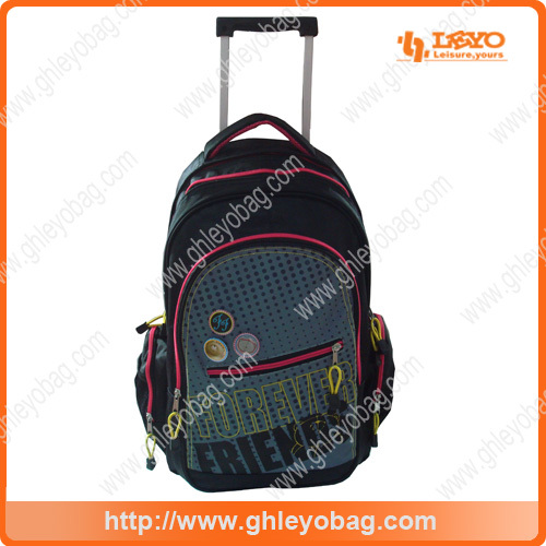 Fashion Stylish Branded Black School Backpack Trolley Bag for Teens