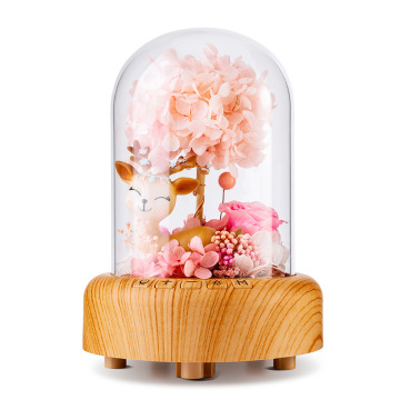 Romantic LED Night Light Table Lamp - Wishing Streamer Bottle Immortal Flower Speaker for Valentine's Day Gift