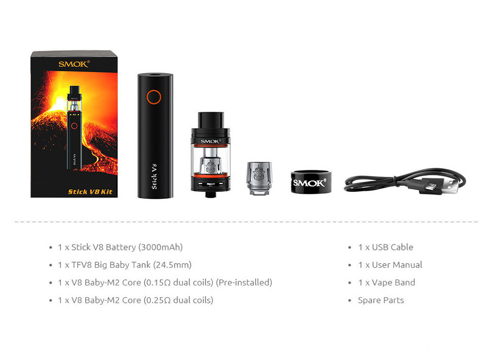 China Kit Para Iniciantes De Smok Stick V8 Com Tfv8 Big Baby Tank Alta Qualidade Kit Para Iniciantes De Smok Stick V8 Com Tfv8 Big Baby Tank Em Bossgoo Com
