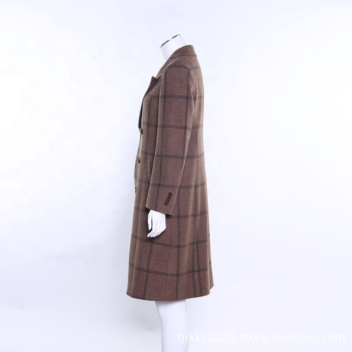 Customized classic plaid double breasted coat women 2020 new winter coats wool coats women