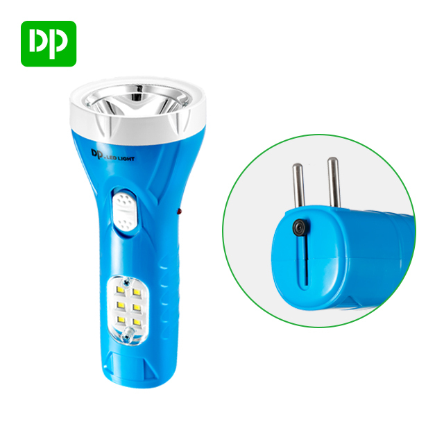 Rechargeable LED Flashlight Torch with Side Light and Built-in Charger