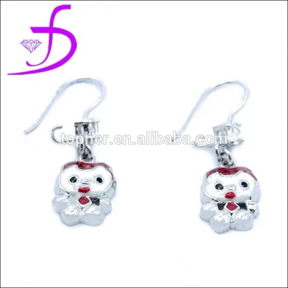 Cartoon fashion enamel earring jewelry in 925 silver children jewelry