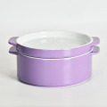 Kitchen round ceramic baking dish with lid