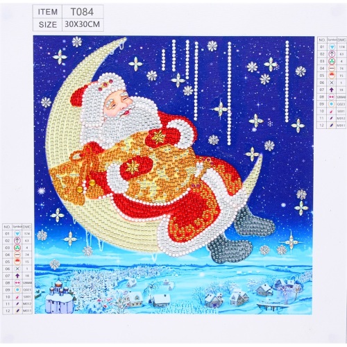 La luna e la decorazione della pittura diamantata di Babbo Natale